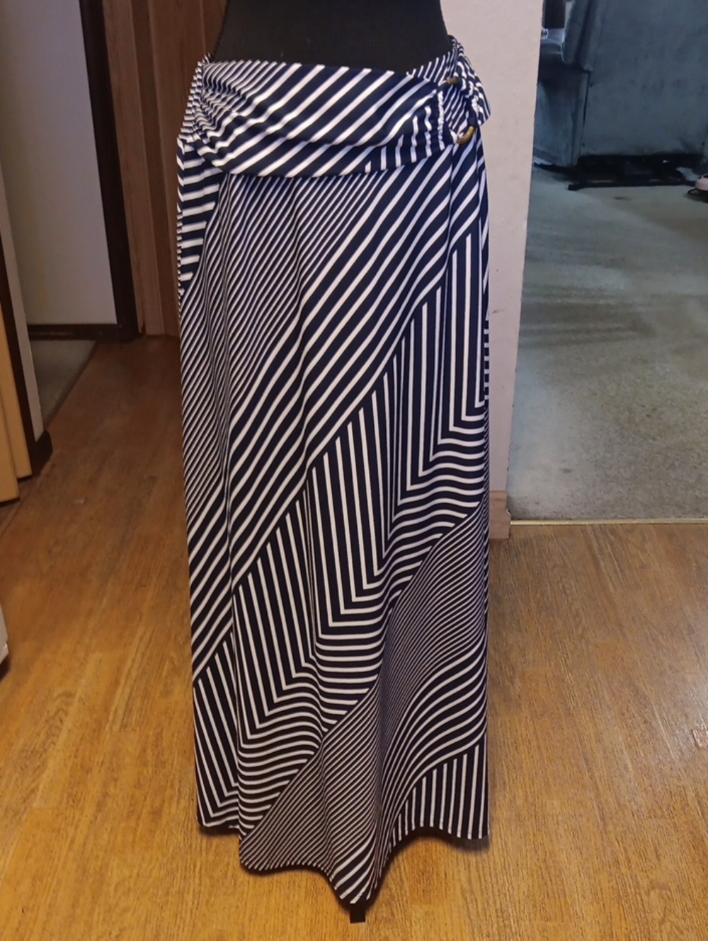 Robert Louis Navy and White Striped Maxi Skirt